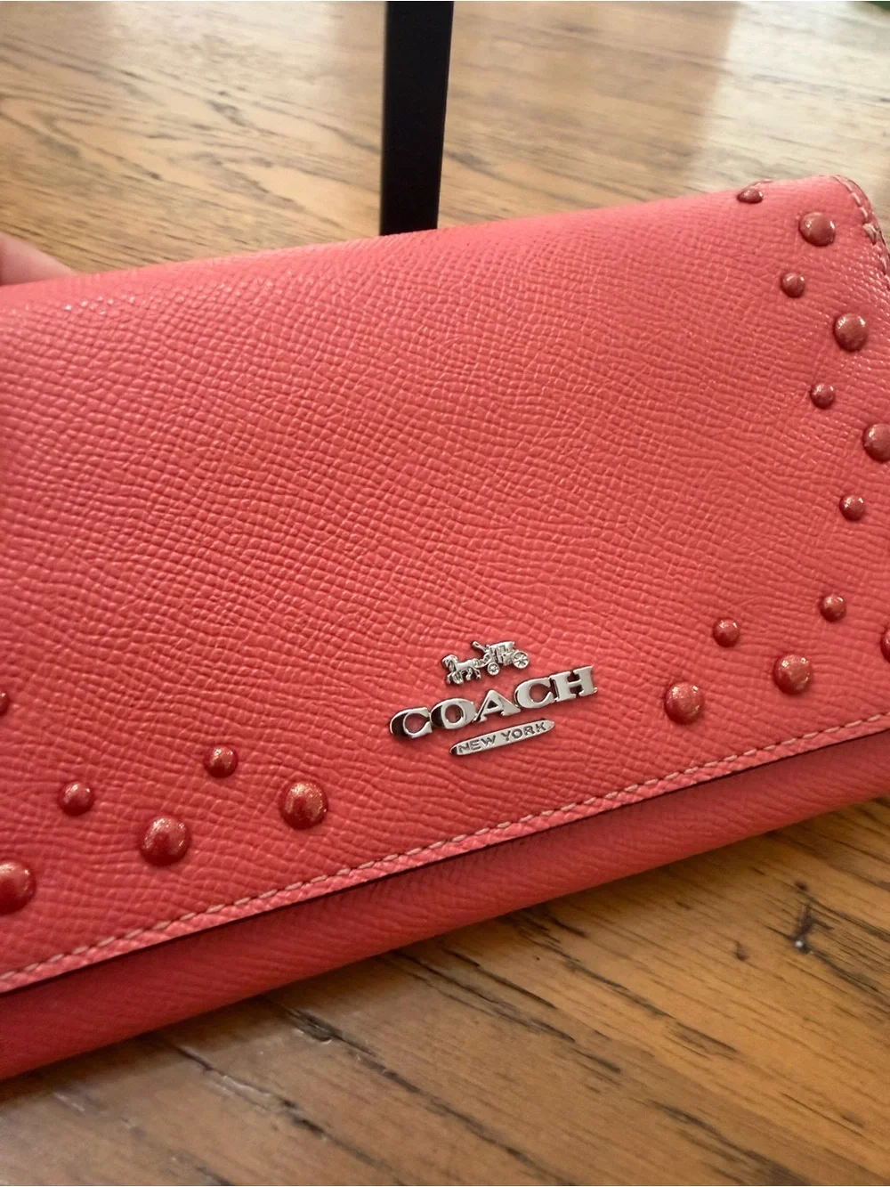Coach Coral Stud Snap Wallet NWOT